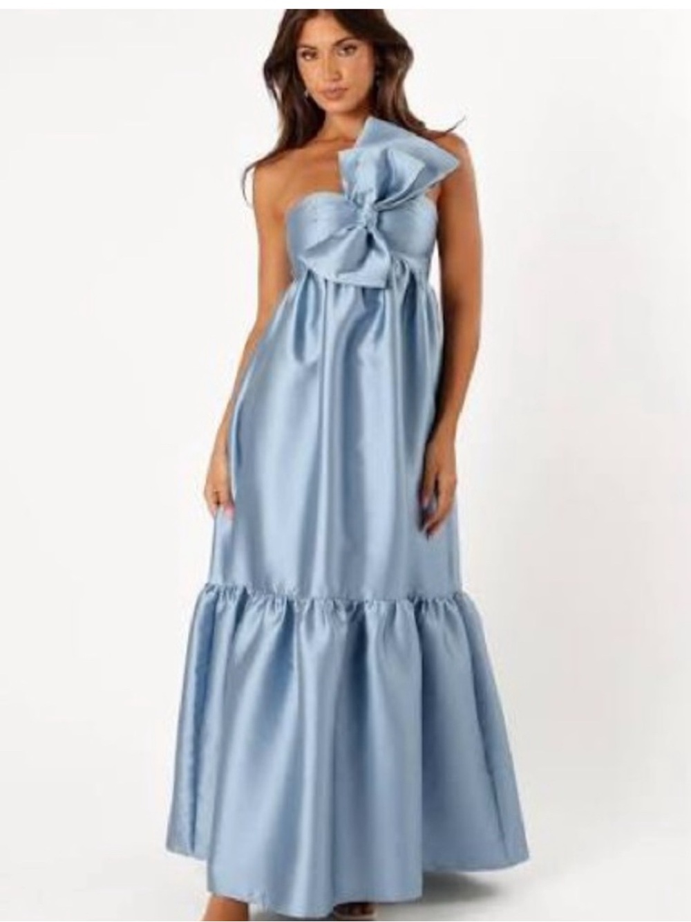 Petal & Pup Light Blue Satin Bow-Accent Formal Dress